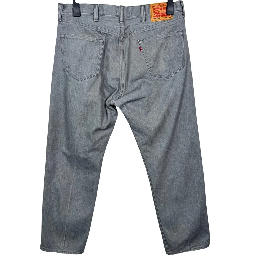 Levi's 501 XX Jeans 38x32 Gray Wash Button‎ Fly Straight Leg Vin